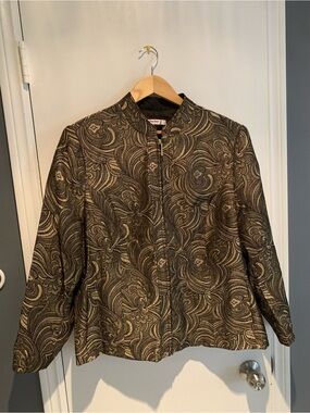 TanJay Olive and Gold Paisley Jacquard Jacket